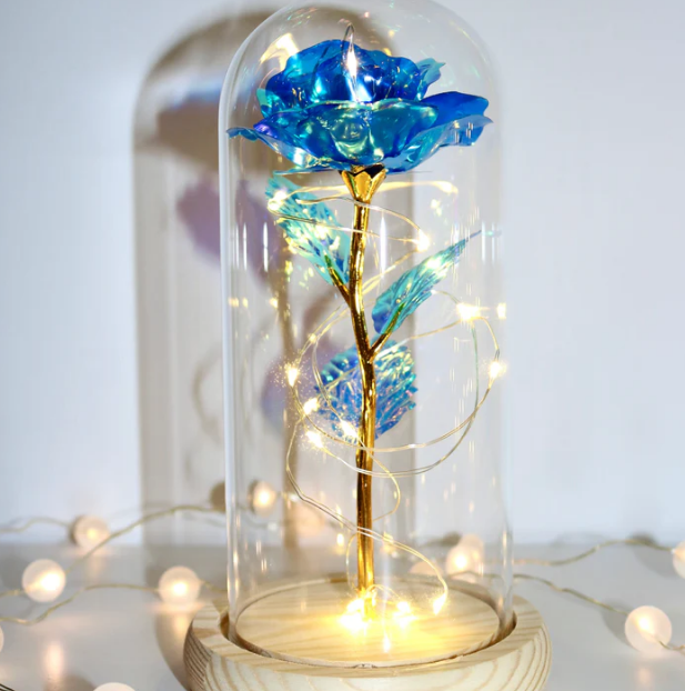 Wieczna Róża w Szklanej Kopule LED - 15cm