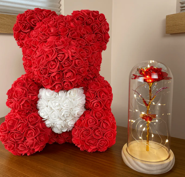 Wieczna Róża w Szklanej Kopule LED - 15cm