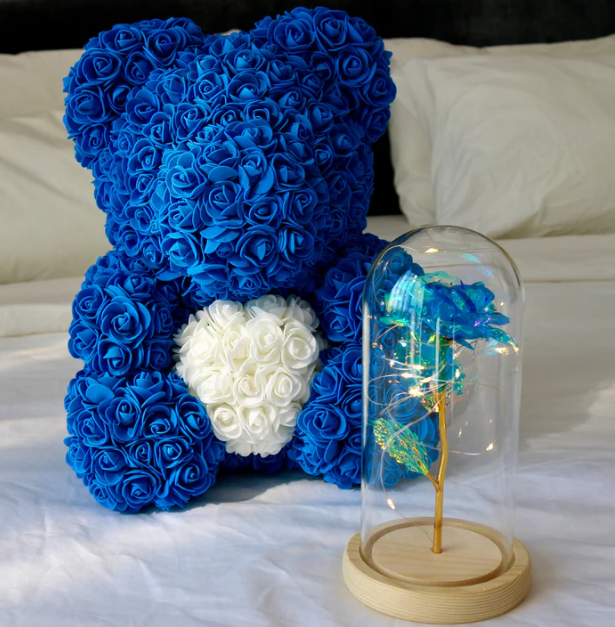 Wieczna Róża w Szklanej Kopule LED - 15cm