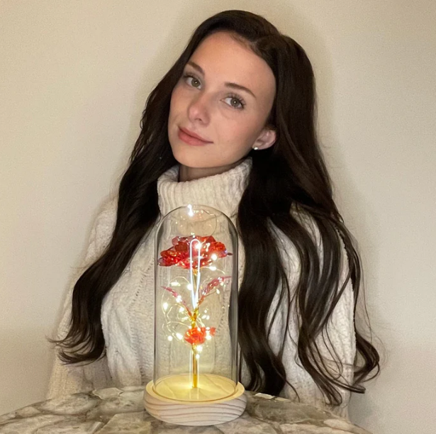 Wieczna Róża w Szklanej Kopule LED - 15cm